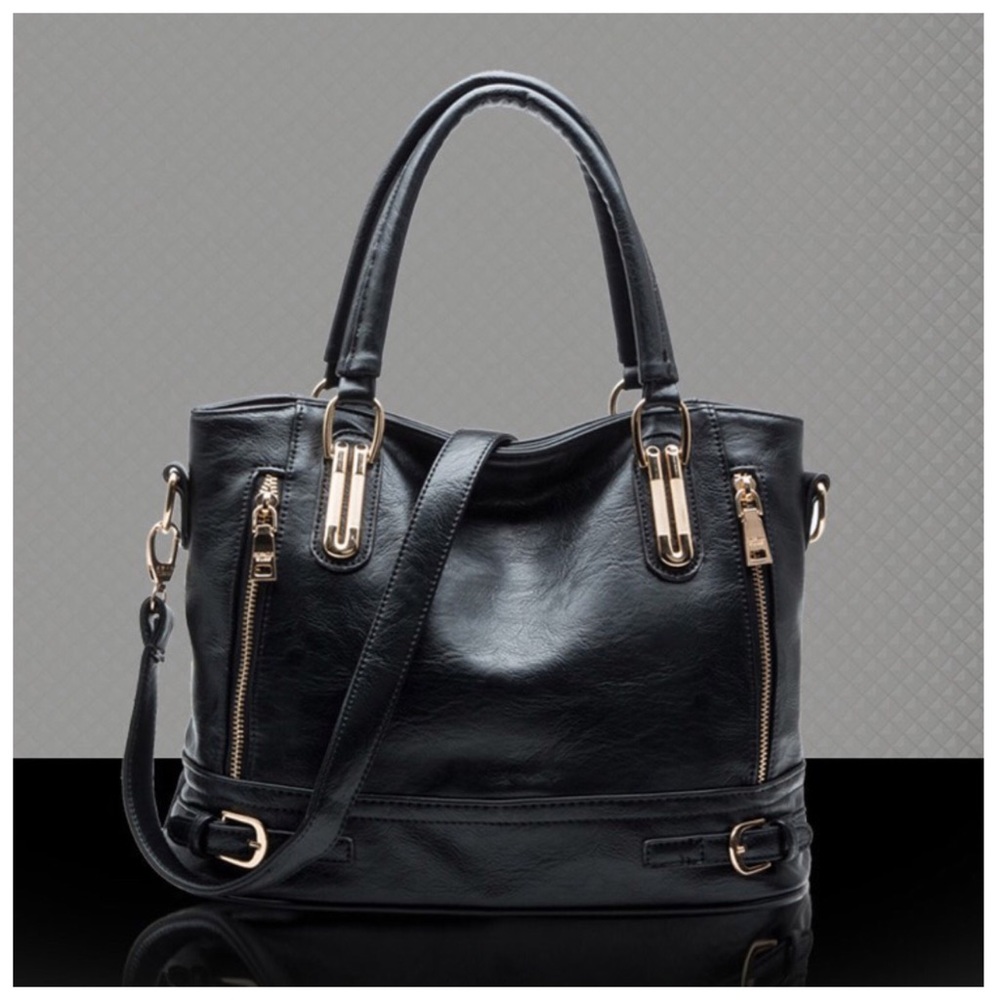 Black Adelaise Vegan Leather Bag - Picture 3 of 6